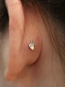 2pcs Novel Funny Finger & Palm Decor Cartilage Earrings, Suitable For Women Everyday Wear