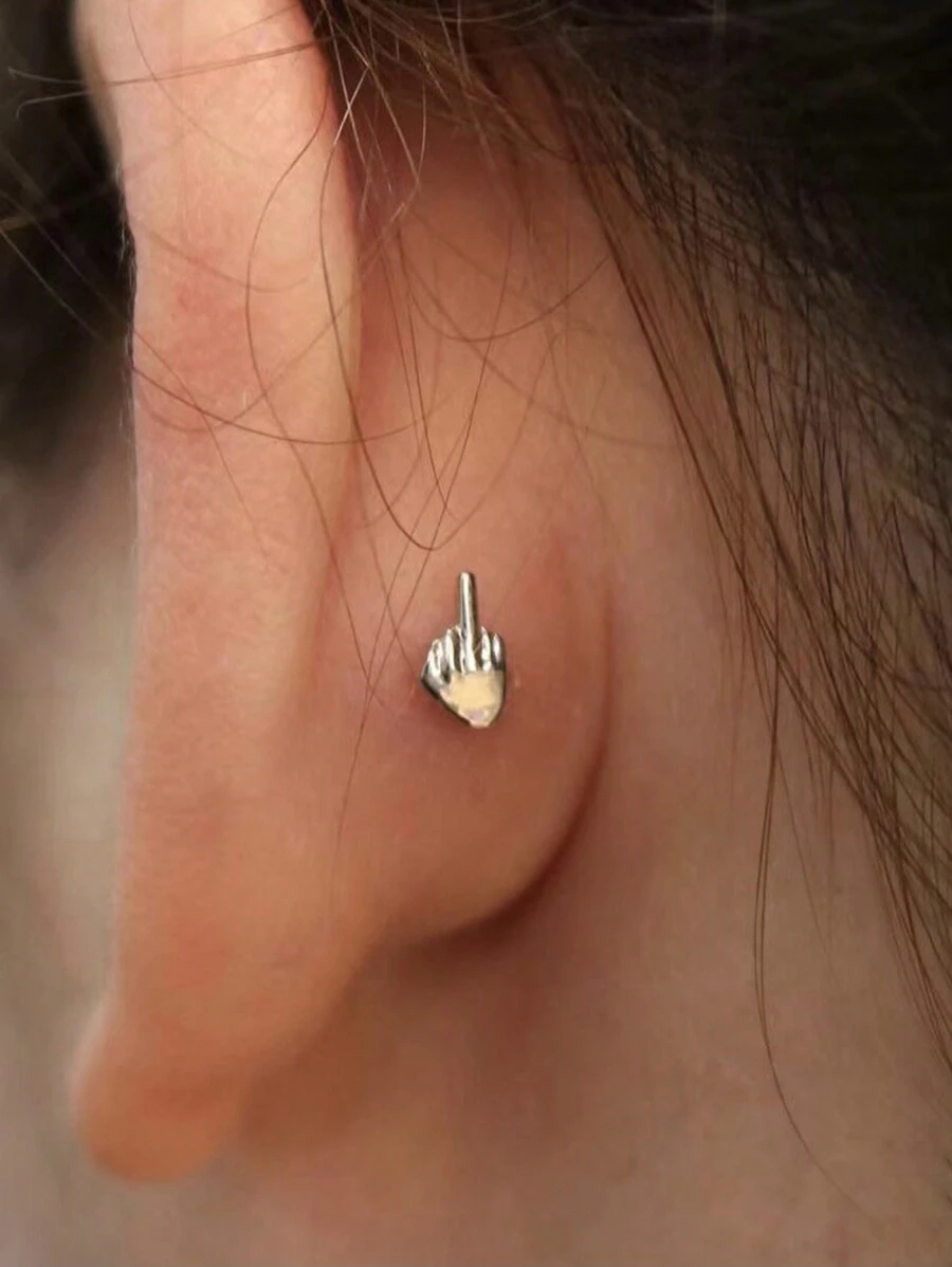 2pcs Novel Funny Finger & Palm Decor Cartilage Earrings, Suitable For Women Everyday Wear