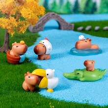 10 件微型景观创意可爱河豚水豚雕像，盆栽装饰配件，桌面动物摆件 - 彩色 - 查看 4