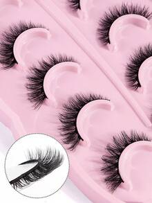 MAGEFY 5pairs/Set 3D Faux Mink Hair Fluffy False Eyelashes With Leaf-Shaped Tray+Double Ended Eyebrow Grooming Tool+Eyebrow Brush,Natural Looking, 3D Natural Spiky Manga Lashes Fluffy Wispy Soft Lashes Fake Eyelashes False Eyelashes Strip,Natural Soft Eyelash Criss Cross Wispy Fluffy Lashes,Naturally Slender, Curled And Enlarged Eyes,For Women To Use Travel, Party For Parties Travel School Daily Work Etc - 交叉款 - 查看 11