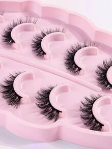 MAGEFY 5pairs/Set 3D Faux Mink Hair Fluffy False Eyelashes With Leaf-Shaped Tray+Double Ended Eyebrow Grooming Tool+Eyebrow Brush,Natural Looking, 3D Natural Spiky Manga Lashes Fluffy Wispy Soft Lashes Fake Eyelashes False Eyelashes Strip,Natural Soft Eyelash Criss Cross Wispy Fluffy Lashes,Naturally Slender, Curled And Enlarged Eyes,For Women To Use Travel, Party For Parties Travel School Daily Work Etc - 交叉款 - 查看 9