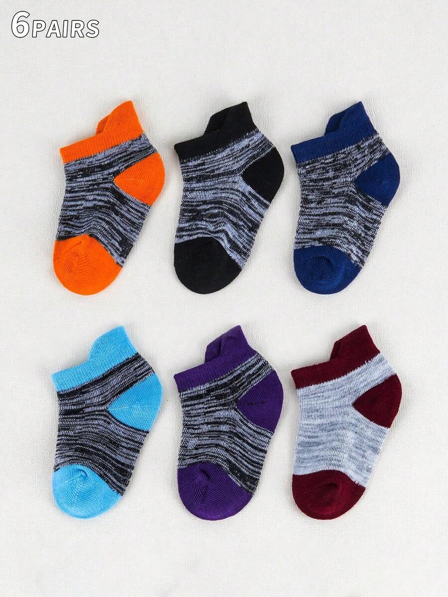 6 đôi tất chống trượt có miếng lót - Kiểu cổ chân cho bé gái và bé trai, phù hợp cho trẻ sơ sinh, trẻ mới biết đi và trẻ em mặc ở nhà - Nhiều màu - Xem 1