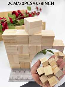 1CM-5CM 5 maten vierkante houten blokken onafgewerkte houten kubussen DIY knutselmodelmateriaal