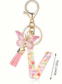 1pc Monograma Letra Inicial Chaveiro Bonito Borboleta Chaveiro Anel Para Carteira Bolsa Fone De Ouvido Estojo Presente Chaveiro Acessórios Pequenos Presentes Y2K