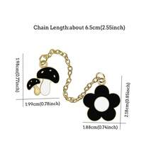 新款吊饰红色花朵蘑菇长链胸针女士男士牛仔裤外套翻领别针徽章珠宝友谊卡通珐琅别针礼物 - 彩色 - 查看 2