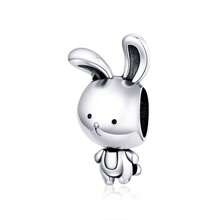 bamoer 1 pièce Pendentif mignon en argent sterling 925 Charm d'animal Hamster Eléphant Ours Perle pour bracelet, bangle DIY Bijoux