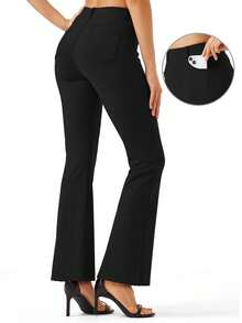 ZUTY Yoga Anzughose mit elastischem Bund, dehnbar, weiter Schnitt, Bundhose mit Gürtelschlaufen und 4 Taschen