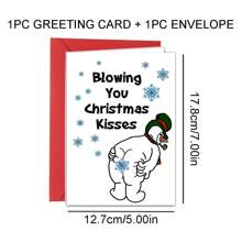 Thiệp chúc mừng 'Blowing You Christmas Kisses' vui nhộn - Thiết kế hoạt hình cá nhân hóa dành cho mọi người, hoàn hảo cho ngày lễ và lễ kỷ niệm - Nhiều màu - Xem 8