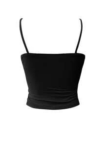 Camiseta de tirantes de unicolor para mujer - Negro - Ver 6