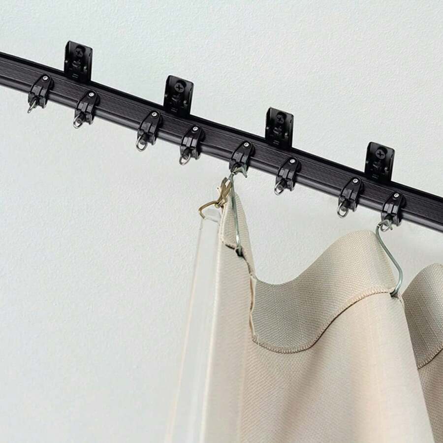 5M Bendable Flexible Curtain Track Rod Rail Ceiling Window Caravan Straight Bay BLACK - Black - View 1