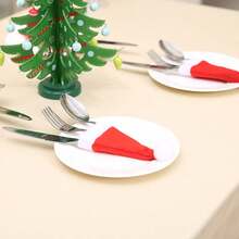 5 cái/10 cái/20 cái Giá để đồ ăn Giáng sinh hình mũ ông già Noel mini, Giá để đồ ăn bằng bạc hình mũ ông già Noel mini, Lọ đựng kẹo, Đồ trang trí chai lọ, Đồ trang trí Giáng sinh, Mũ Giáng sinh mini, Mũ vải không dệt, Bộ đồ ăn hình mũ ông già Noel - Nhiều màu - Xem 9