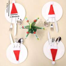 5 cái/10 cái/20 cái Giá để đồ ăn Giáng sinh hình mũ ông già Noel mini, Giá để đồ ăn bằng bạc hình mũ ông già Noel mini, Lọ đựng kẹo, Đồ trang trí chai lọ, Đồ trang trí Giáng sinh, Mũ Giáng sinh mini, Mũ vải không dệt, Bộ đồ ăn hình mũ ông già Noel - Nhiều màu - Xem 10