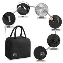 KIT 2 Portable Thermal Bag Lunch Box Toiletry Bag Lunch Box With Thermal Insulation Premium Travel - màu đen - Xem 3