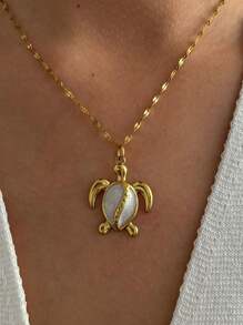 1 件优雅奢华海龟、海星和贝壳吊坠项链，18k 镀金，防水、时尚、百搭，适合女性 - 項鍊 - 查看 11