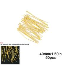 50pcs/Set Golden T-Shape Flattened Head Pins Looped Eye Pins, 316 Stainless Steel Bendable For DIY Jewelry Making,Bracelet, Necklace, Earring Craft Supplies, Size: 20/30/40mm - Gold - View 20