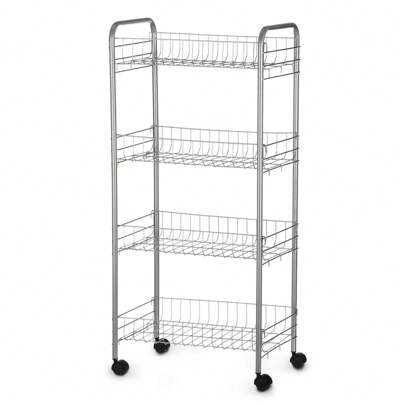 TIENDA EURASIA Verdulero de Cocina, 3 Pisos, con Ruedas, Plata, Metal y Plástico PP (4 Pisos) - ✅ Entrega 24/72h a España (península)