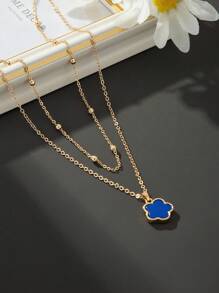 1 chiếc vòng cổ nhiều lớp hình cỏ 5 lá may mắn cổ điển thời trang dành cho nữ (Số lượng hạt ngẫu nhiên trên lớp đầu tiên, một số hạt màu đen cần lột ra) - cỏ năm lá - Xem 3