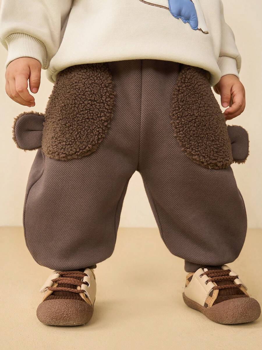 mini bala Quần dài mùa đông lông cừu thời trang chuối cho bé trai bé gái - cà phê đen - Xem 1