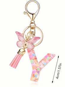 1pc Monograma Letra Inicial Chaveiro Bonito Borboleta Chaveiro Anel Para Carteira Bolsa Fone De Ouvido Estojo Presente Chaveiro Acessórios Pequenos Presentes Y2K