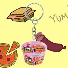 1 Peça Chaveiro Acrílico Bidirecional com Tema de Lanche Novidade, Vários Designs Divertidos para Uso Diário, Moda de Festa, Acessório de Bolsa, Pingente de Carro, Enfeite de Bolsa, Escola