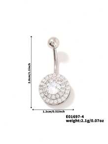 1pc Fashion Luxury Flower Shaped Navel Piercing Jewelry With Zirconia Stones Valentines,Mom,Mother,Mother's Day,Gift