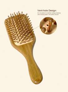 1 Pc Square-Shaped Bamboo Needle Massage Comb, Natural Wooden Bamboo Hair Brush With Handle, Friendly Paddle Hairbrush For Women Men And Kids, Paddle Detangling Brush For Thin Long Curly Hair,Health And Massage Scalp,Hair Brush,Comb,Hair Tools,Hair Products And Accessories For Barber Salon Beauty Travel Essentials,Back To School,Travel Holiday Essentials,Hair Accessories For Women