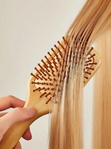1 Pc Square-Shaped Bamboo Needle Massage Comb, Natural Wooden Bamboo Hair Brush With Handle, Friendly Paddle Hairbrush For Women Men And Kids, Paddle Detangling Brush For Thin Long Curly Hair,Health And Massage Scalp,Hair Brush,Comb,Hair Tools,Hair Products And Accessories For Barber Salon Beauty Travel Essentials,Back To School,Travel Holiday Essentials,Hair Accessories For Women