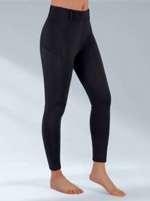 BEROY Tween Girl Horse Riding Pants Silicone Full Seat Breeches Equestrian Schooling Horseback Riding Tights Pockets - Black - View 3