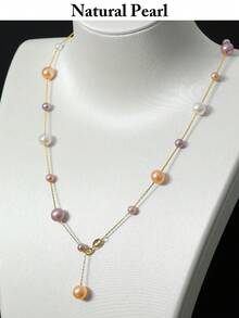 1 件稀有天然多色养殖淡水珍珠项链，925 纯银，4-7.5 毫米光泽，适合女性休闲佩戴、约会、度假、派对、婚礼、手工珠宝礼物，附赠礼品盒 - 粉色 - 查看 4