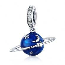 bamoer 1 PC 925 Prata Esterlina Delicado Estrelas Lua Pingentes Viagem Charme Azul Contas Fit Pulseira Original Pulseira DIY Jóias