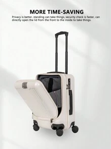 USB 充电端口前盖手提行李电脑拉杆箱定制 20 英寸行李箱登机箱旅行学校假期蜜月假期出国留学毕业假期必备旅行配件礼物的理想选择男士女士男孩女孩学生情侣书包学校配件学校用品 - 白色 - 查看 2