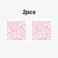 Leopard Print Sticker, Waterproof Car Decorative Accessories Vinyl Sticker For Rear View Mirror & Window, 2pcs Black / 2pcs Pink Available - Multicolor - View 8
