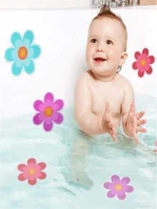 10 Packs Non-Slip Flower Bathtub Shower Decor Water-Resistance Stickers With Bonus Scraper - Multicolor - View 6