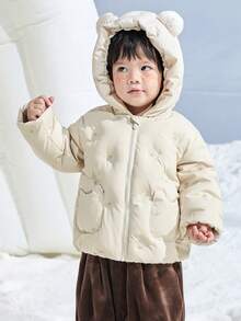 mini bala Áo khoác trùm đầu thời trang mùa đông cho bé trai bé gái ấm áp - trắng - Xem 2