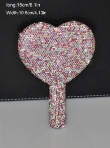 1个镶钻心形化妆镜，奢华闪亮水晶水钻手柄镜，适合旅行、居家或送礼，化妆，价格实惠，房间装饰，梳妆台，旅行，卧室，化妆配件，镜子，化妆镜，迷你镜，粉盒镜，小镜子，手持镜，价格实惠，圣诞礼物，化妆品，化妆工具，便宜货，礼物，女士礼物，圣诞礼物