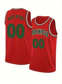 Customized Name And Number Boyfriend Style Men's Embroidered Basketball Jersey Red Round Neck Personalized Sleeveless Shirt Party Game Training Competition Sports Top DIY S-Xxl