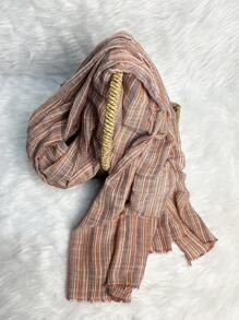 1 件男士优雅条纹时尚前卫保暖粘胶亚麻混纺流苏围巾，全新极简主义奢华自然风格轻质围巾男士配饰 - 彩色 - 查看 15