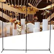SHZICMY Wedding / Halloween Arch Modern Rectangular Wedding / Halloween Backdrop Stand Balloon Arch Frame Wreath Ring Centerpiece Geometric Wrought Iron Wedding / Halloween Backdrop (Black) Party Favors Room Decor Bride