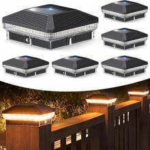 6/8/12Pack 40 LEDs 30 Lumens Fence Post Solar Lights Outdoor With 3 Modes, Waterproof Solar Powered Deck Fence Post Lights, Solar Post Cap Lights For Vinyl Wooden Post - màu đen - Xem 1