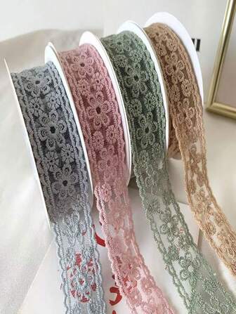 1 码花卉蕾丝 2.5 厘米空心欧根纱丝带、DIY 蝴蝶结发饰、工艺品用品