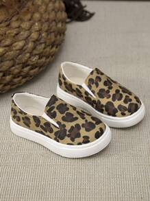 1 双女孩豹纹时尚百搭防滑耐用运动鞋 - 棕色 - 查看 3