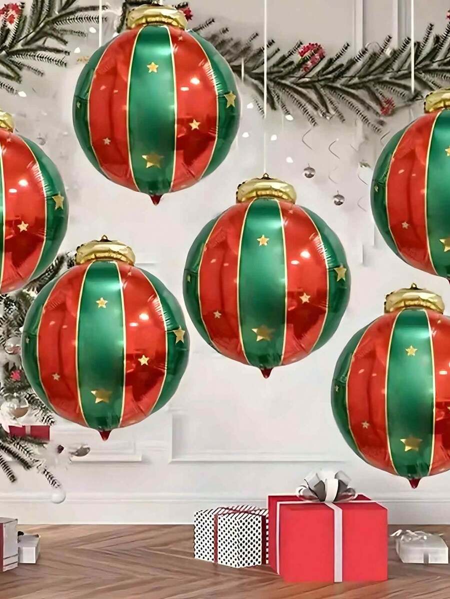 5 Stück große Weihnachtskugel Ornamente Ballons, wiederverwendbare Weihnachts-Latex-Ballons, Süßigkeitenmuster, Aluminiumfolie Ballon, Weihnachtsthemen Zuckerstangen Windmühle Ballon Set, inklusive Weihnachtskugel & Süßigkeiten Form, zum Aufhängen, geeignet für Weihnachten, Nussknacker, Weihnachtsbaum, Zimmer, Zuhause, Partydekor, Silvesterfeier, Outdoor Weihnachtsdekoration - Verschiedenfarbig - Übersicht 1