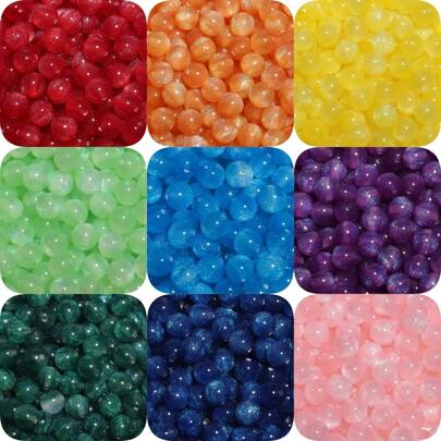 50Pcs 8mm Galaxy Glitter Round Beads Resin Loose Spacer Beads For Jewelry Making DIY Bracelet Earring Necklace Accessories