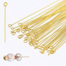 50pcs/Set Golden T-Shape Flattened Head Pins Looped Eye Pins, 316 Stainless Steel Bendable For DIY Jewelry Making,Bracelet, Necklace, Earring Craft Supplies, Size: 20/30/40mm - Gold - View 10