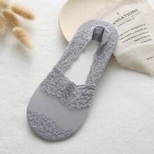1 paire de chaussettes bateau en dentelle de fleurs de cerisier fines anti-dérapantes à col bénitier absorbant la transpiration pour femmes, pour le printemps/l'été