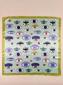 1件装女士Y2K眼睛印花优雅缎面围巾，可作领巾、头巾、发饰，情人节礼物 - 彩色 - 查看 5
