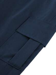 Teen Girl 1pc Casual Loose Straight Leg Multi Pocket Cargo Pants, Suitable For Exercise And Outdoor, Spring/Summer/Autumn/Winter - Navy Blue - View 6