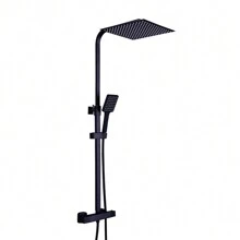 Eatssode Robinetterie de douche Système de douche Ensemble de douche noir avec thermostat Ensemble de douche Douche à effet de pluie Ensemble de douche avec douchette + douche de tête 30x30cm