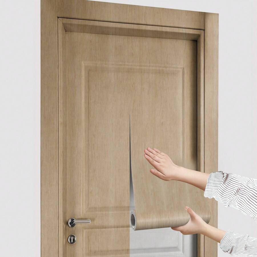 1roll Decorative Door Stickers PVC Door Sticker, Original Wood Texture
