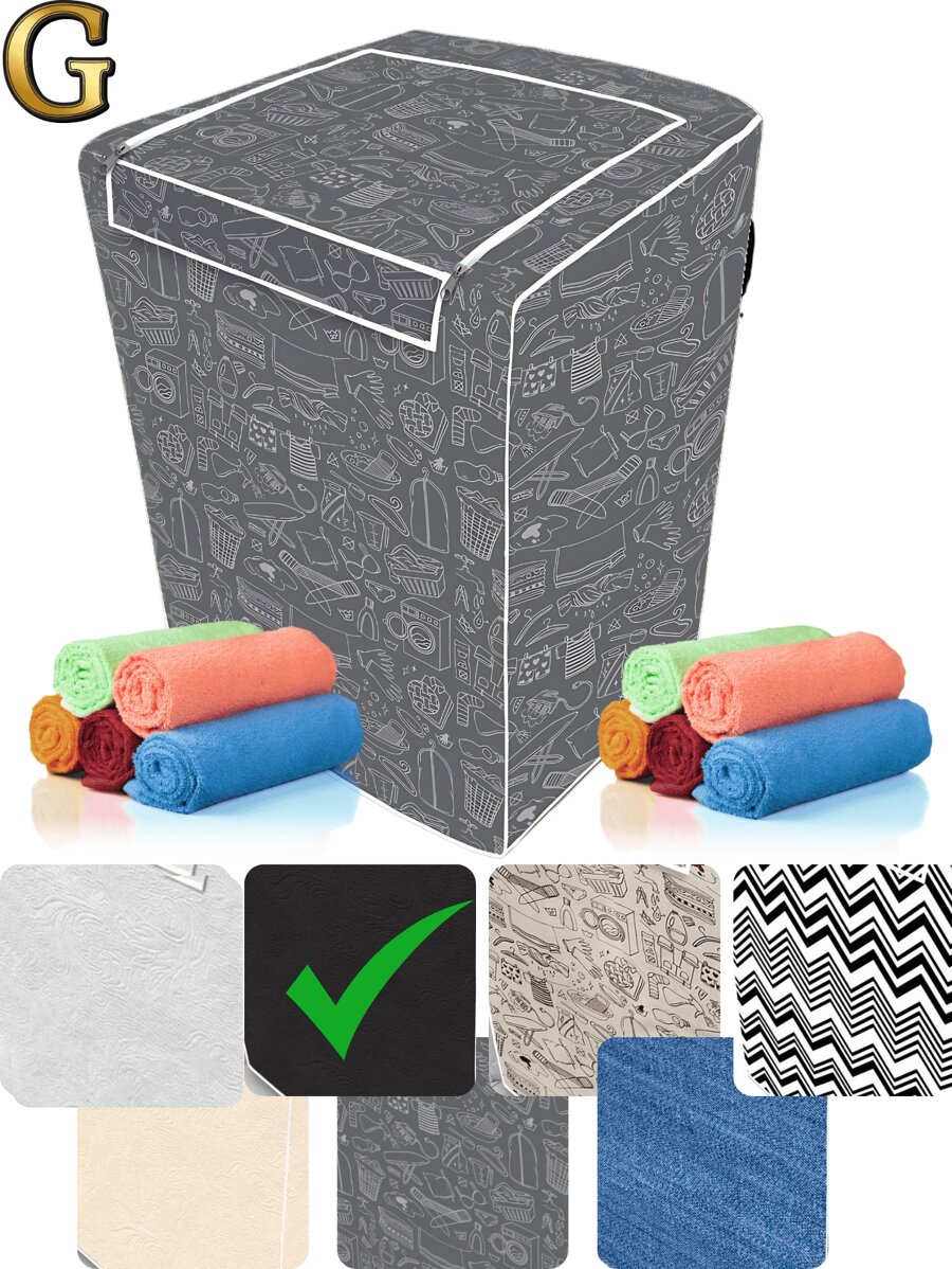 Washing Machine Cover With Top Opening Zipper Protector Samsung Brastemp Consul Eletrolux Continental - 黑G - 查看 1
